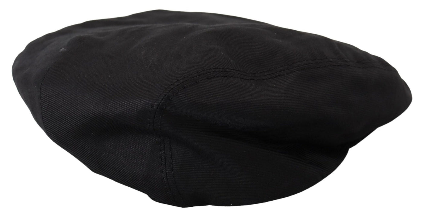 Black Solid Linen Blend Newsboy Men Hat