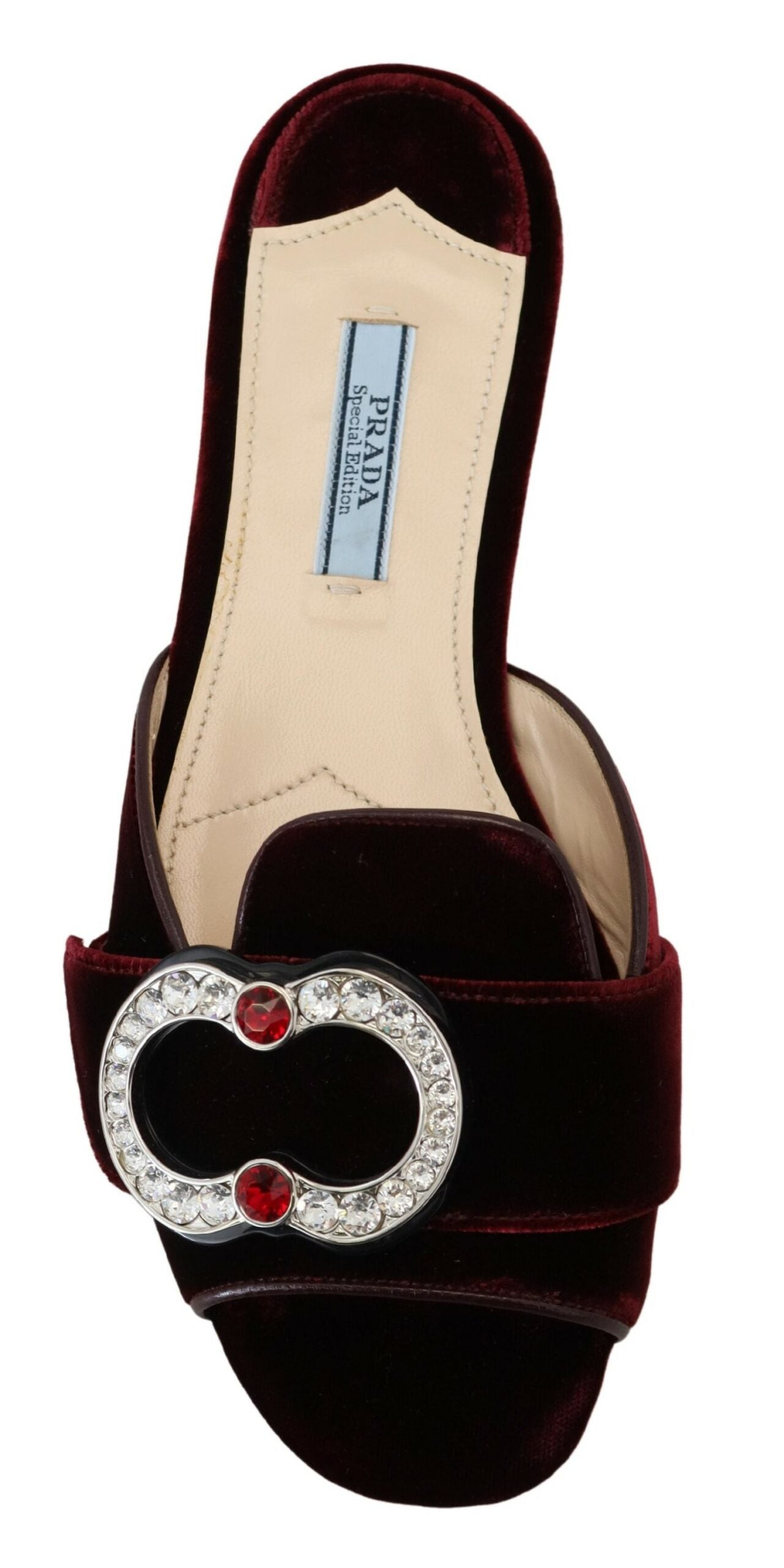 Bordeaux Velvet Embellished Slip On Flats Shoes