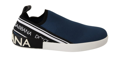 Blue Stretch Flats Logo Loafers Sneakers Shoes