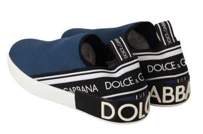 Blue Stretch Flats Logo Loafers Sneakers Shoes