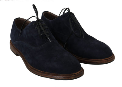 Blue Leather Marsala Derby Goatskin Shoes