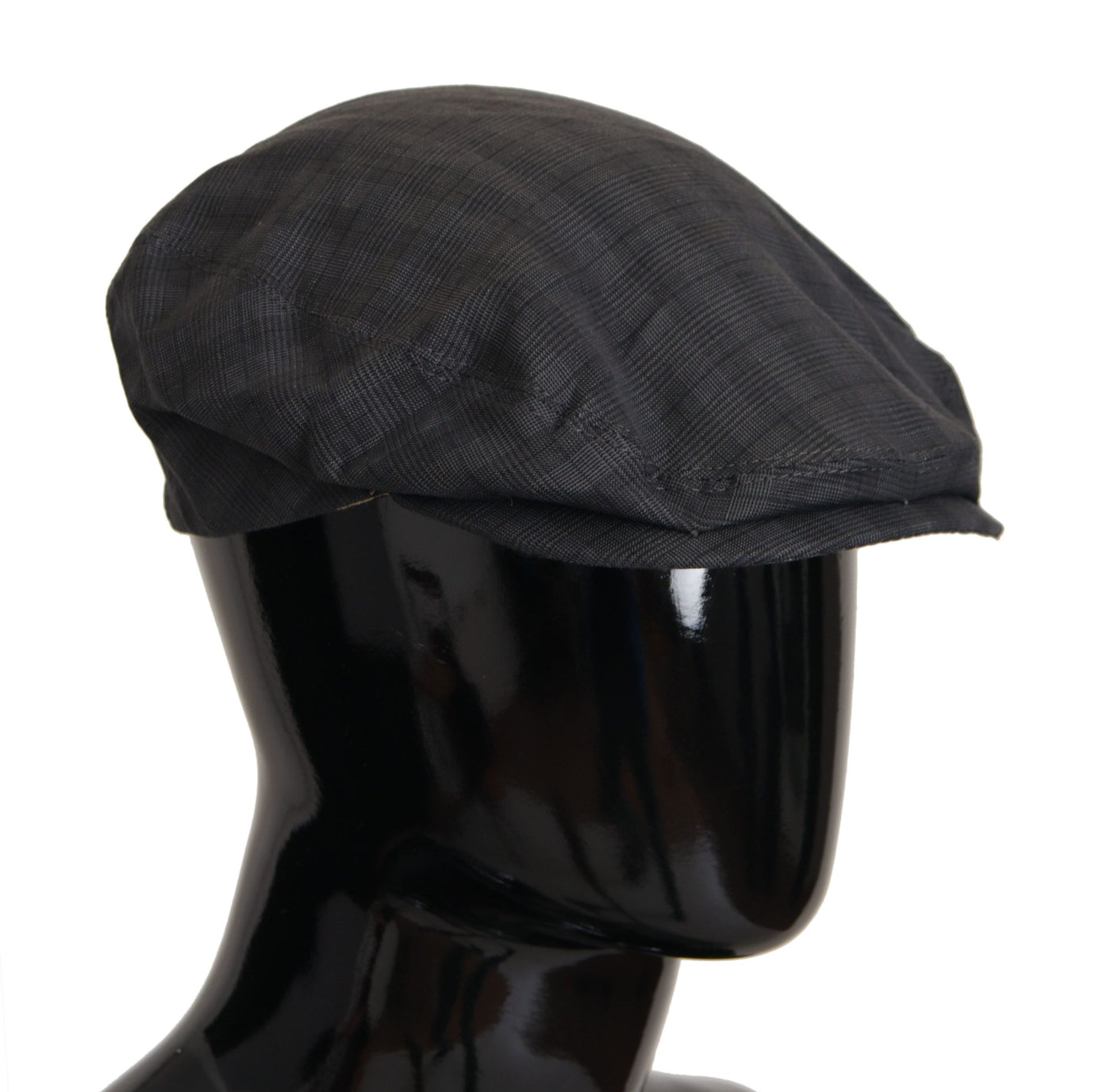 Dark Gray Plaid Linen Newsboy Men Capello Hat