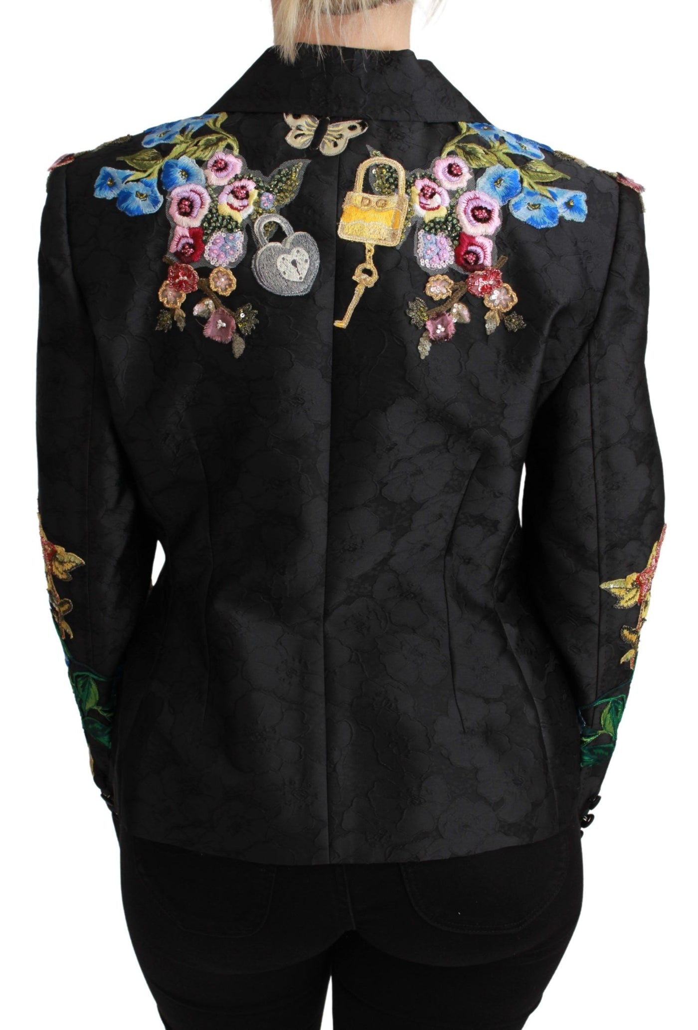 Black Brocade Crystal Blazer Jacket