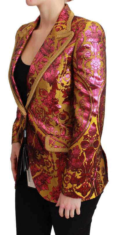 Pink Gold Jacquard Blazer Jacket