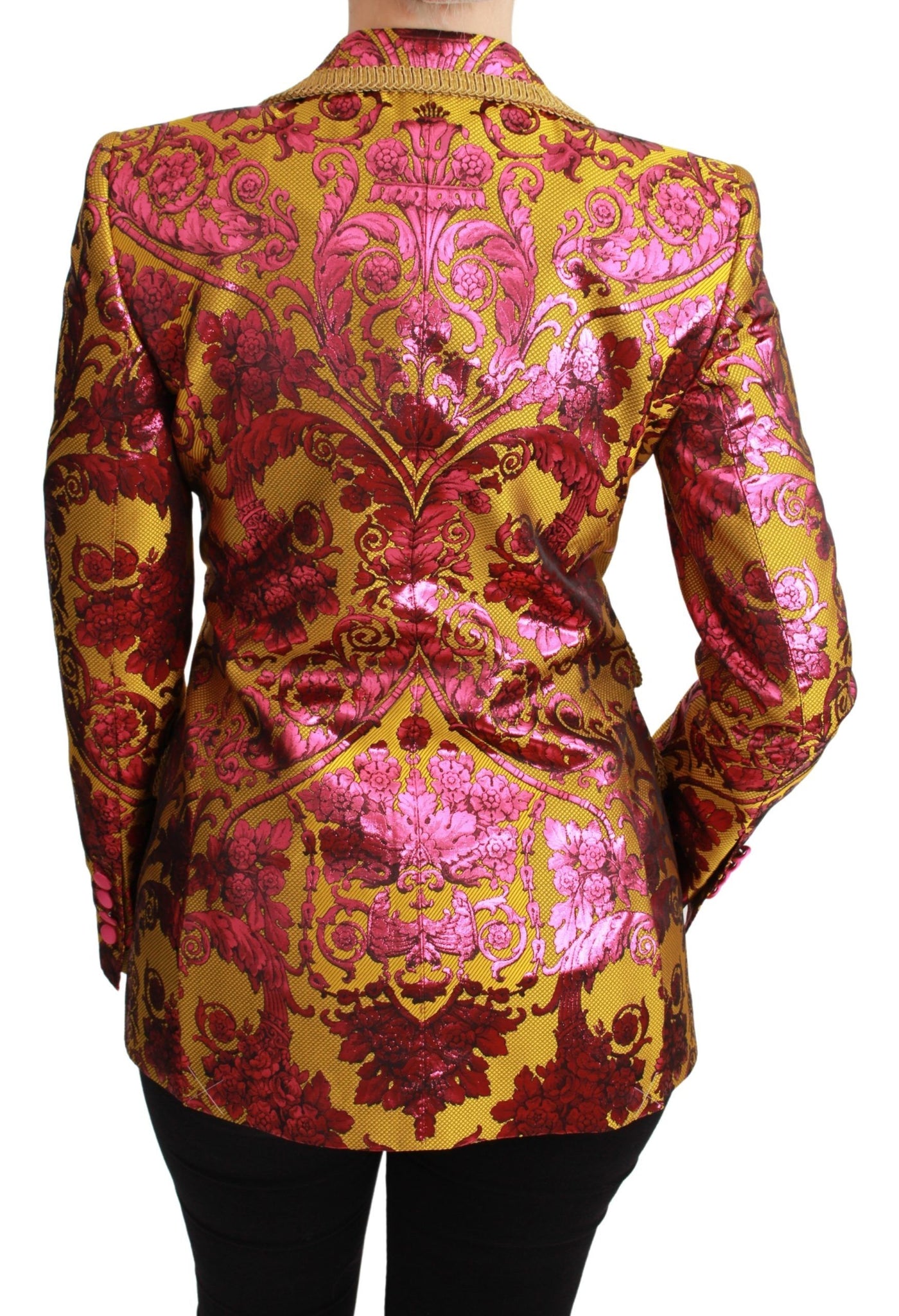 Pink Gold Jacquard Blazer Jacket