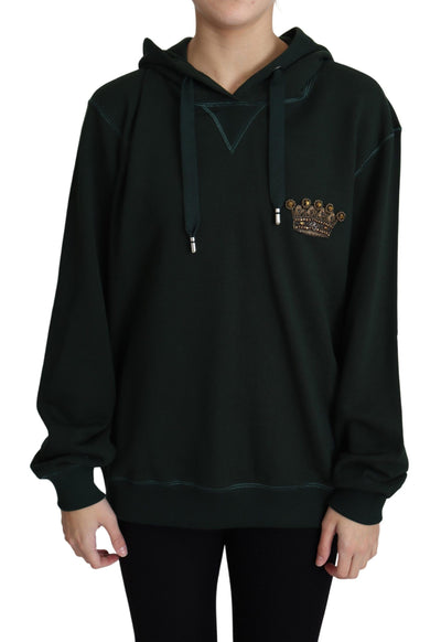 Dark Green Crown Embroidery Hoodie