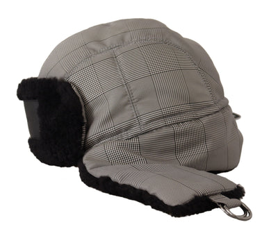 Gray Polyester Fur Trapper Men Capello Hat