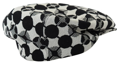 White Black Printed Newsboy Men Capello Hat