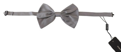 Bow Tie Men Silver Gray Silk Adjustable Neck Papillon