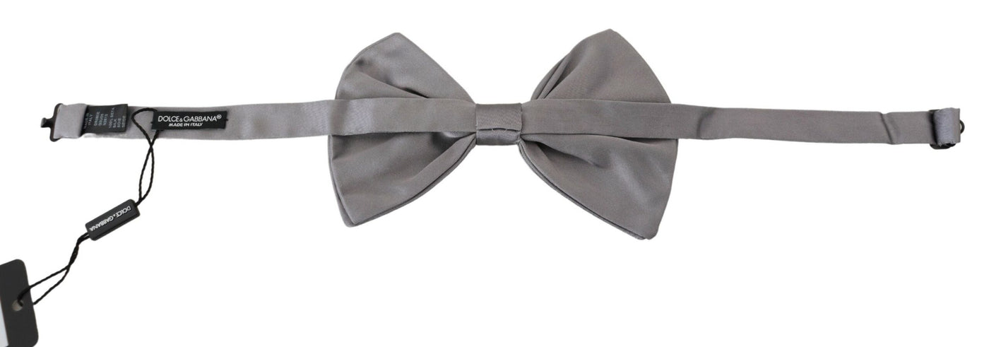 Bow Tie Men Silver Gray Silk Adjustable Neck Papillon