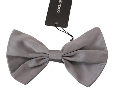 Bow Tie Men Silver Gray Silk Adjustable Neck Papillon