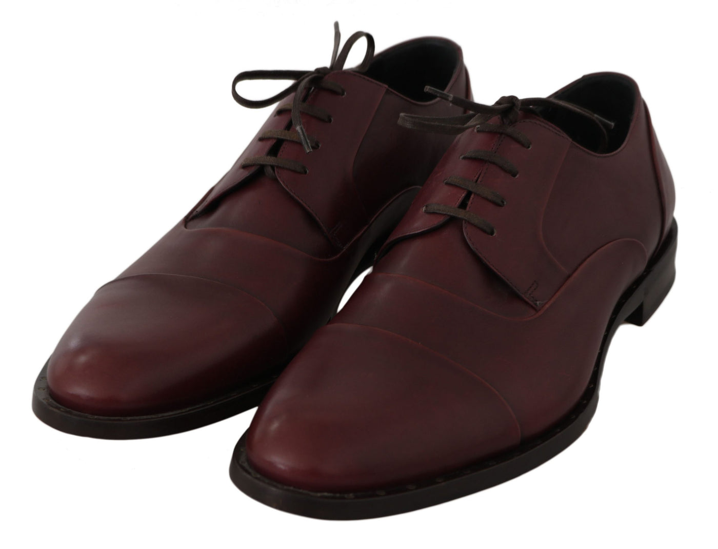 Red Bordeaux Leather Derby Formal Shoes