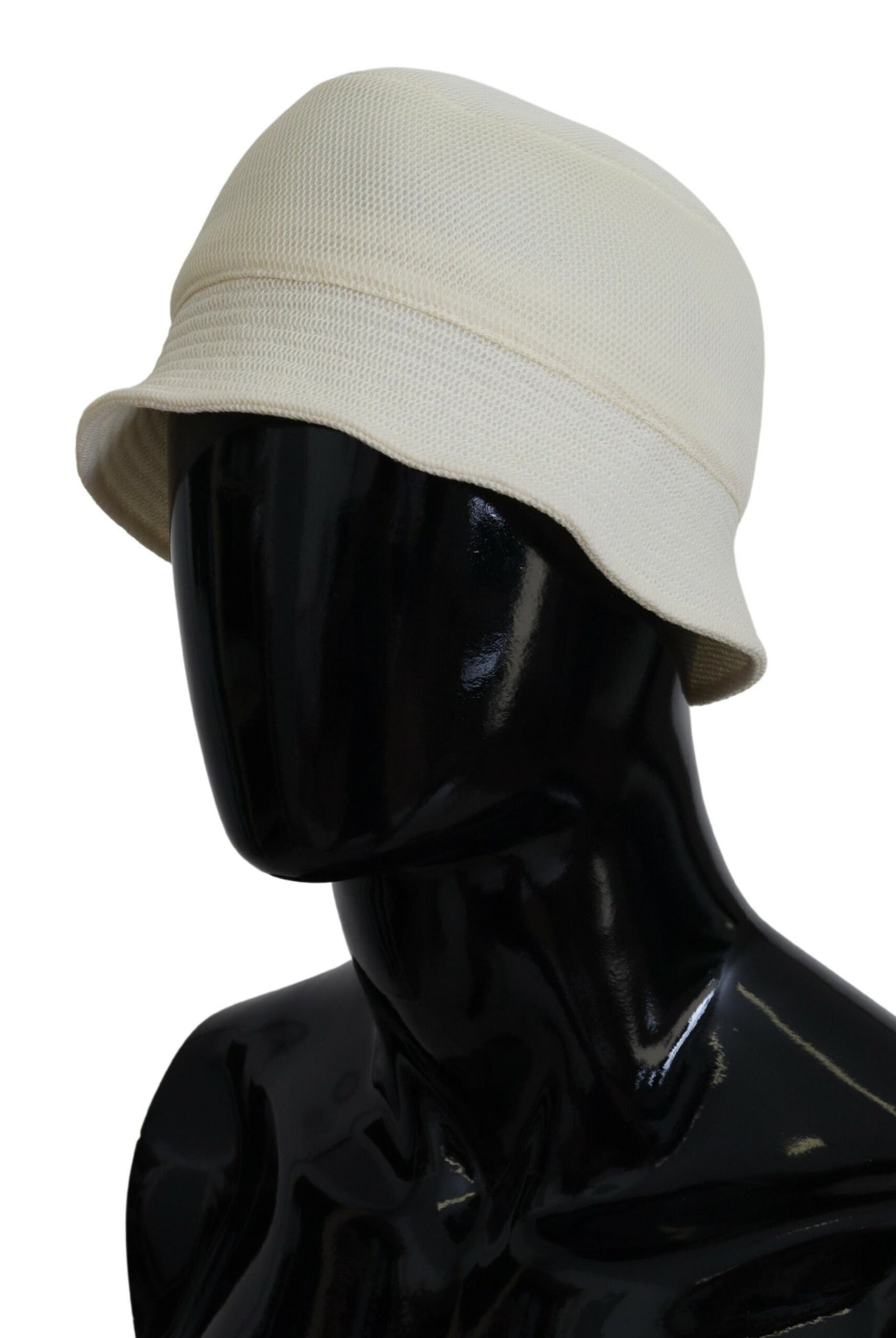 Off White Solid Polyester Bucket Men Hat