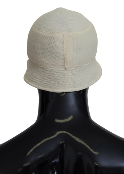 Off White Solid Polyester Bucket Men Hat