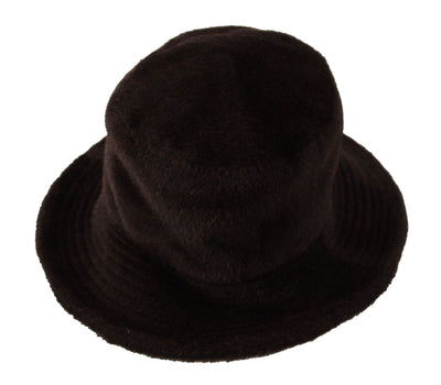 Brown Alpaca Knitted Bucket Men Capello Hat