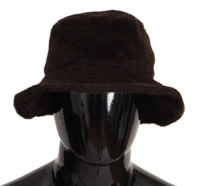 Brown Alpaca Knitted Bucket Men Capello Hat