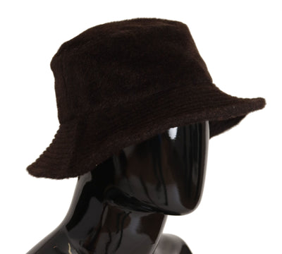 Brown Alpaca Knitted Bucket Men Capello Hat