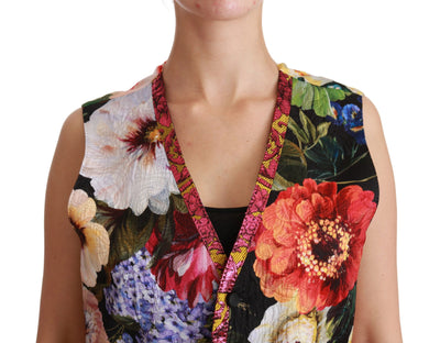 Multicolor Floral Sleeveless Waistcoat Top Vest