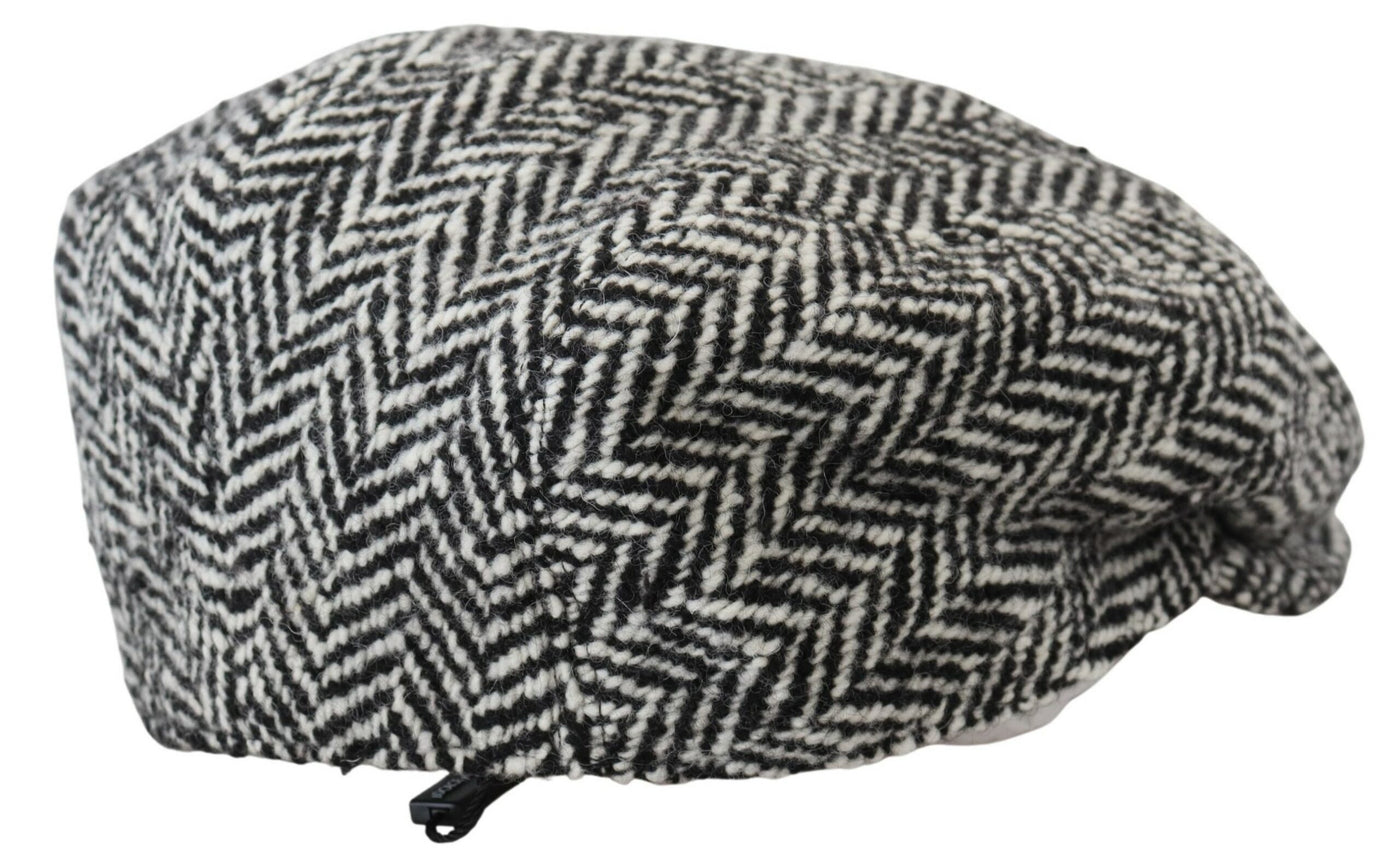 Black White Patterned Newsboy Men Hat