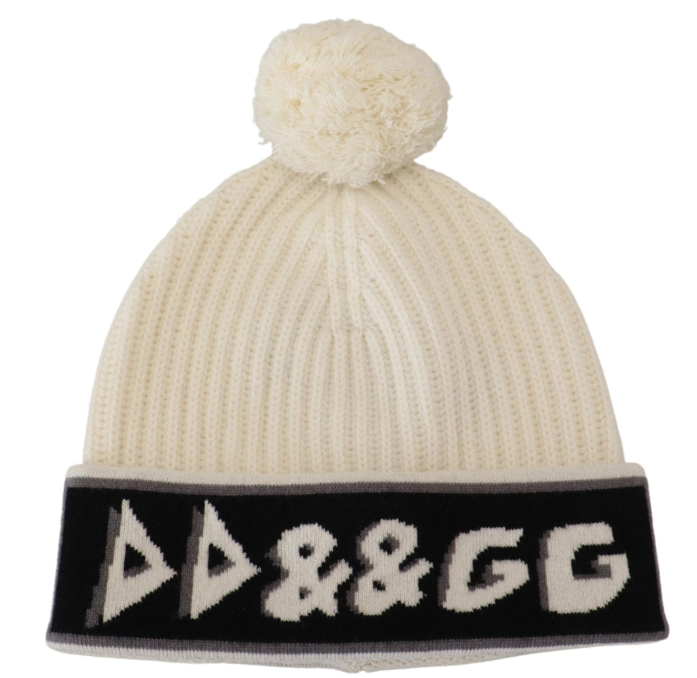 White Cashmere Knit Logo Beanie Men Hat