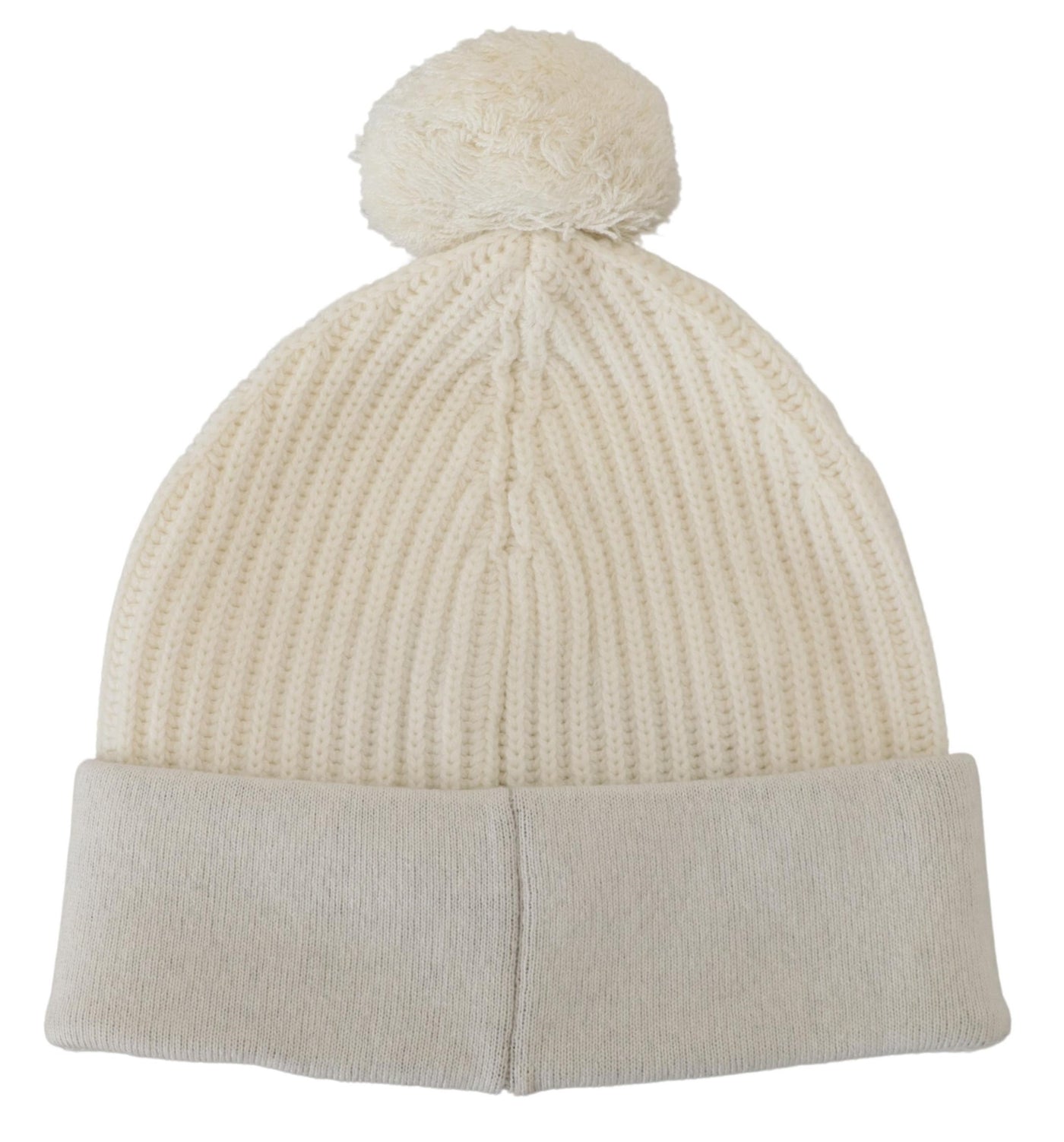 White Cashmere Knit Logo Beanie Men Hat