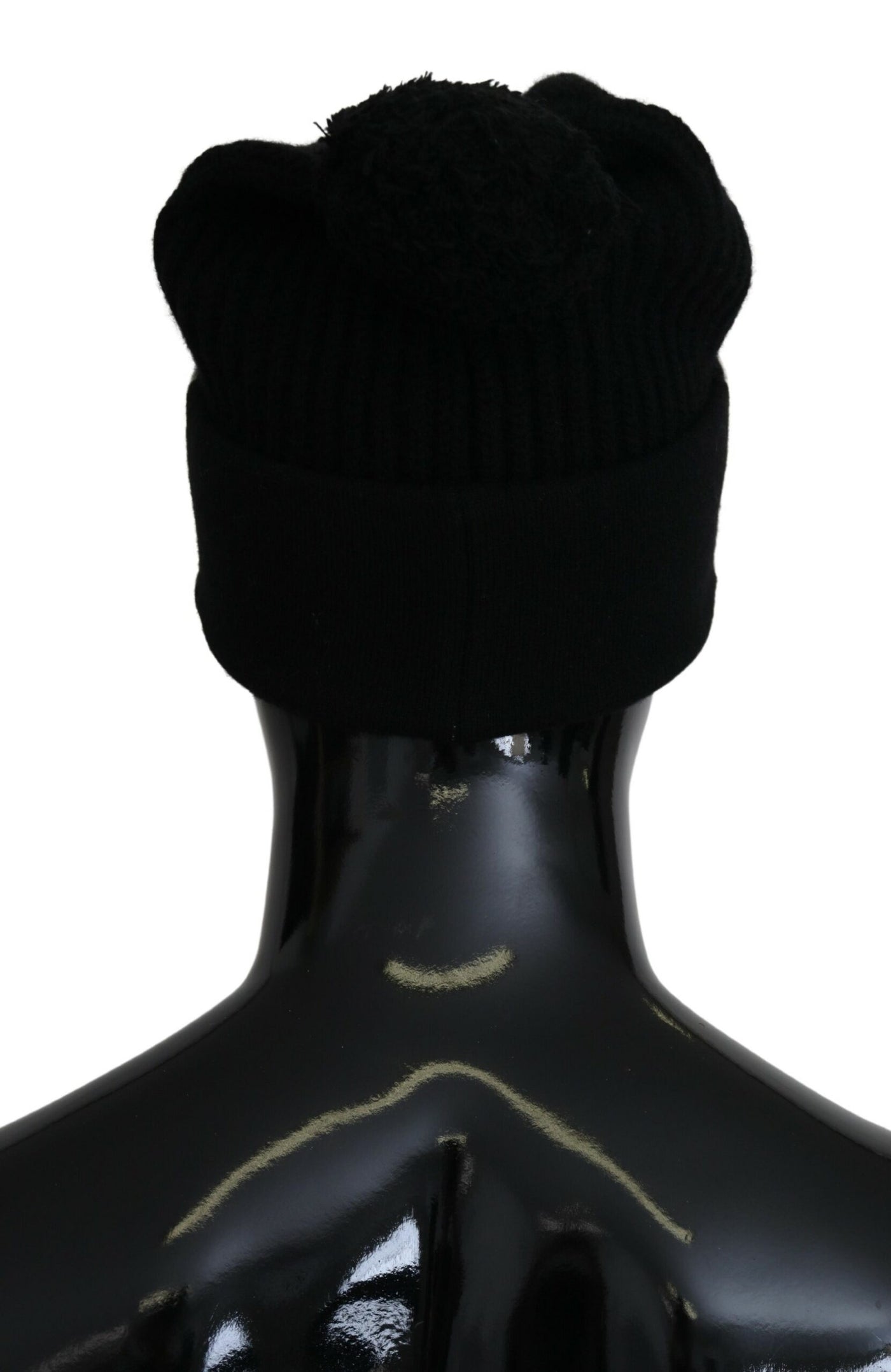 Black Cashmere Knit Logo Beanie Men Hat