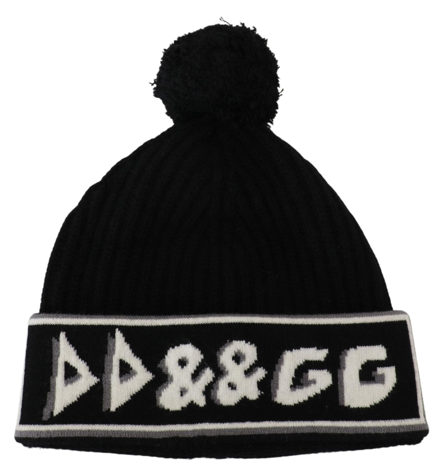 Black Cashmere Knit Logo Beanie Men Hat