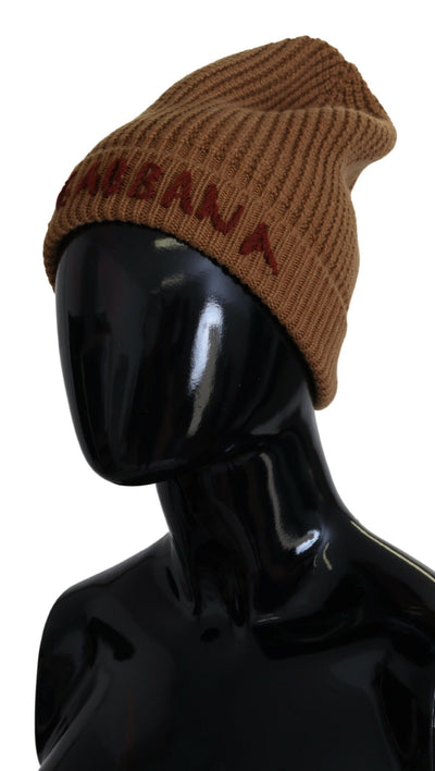 Brown Knit DG Logo Women Winter Beanie Cap Hat