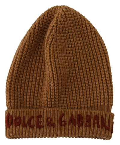 Brown Knit DG Logo Women Winter Beanie Cap Hat