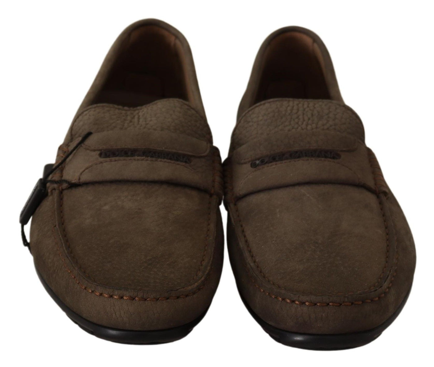 Brown Leather Flat Slip On Mocassin Shoes