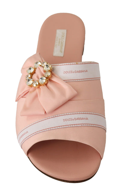 Pink White Crystal Slides Flats Shoes