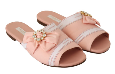 Pink White Crystal Slides Flats Shoes