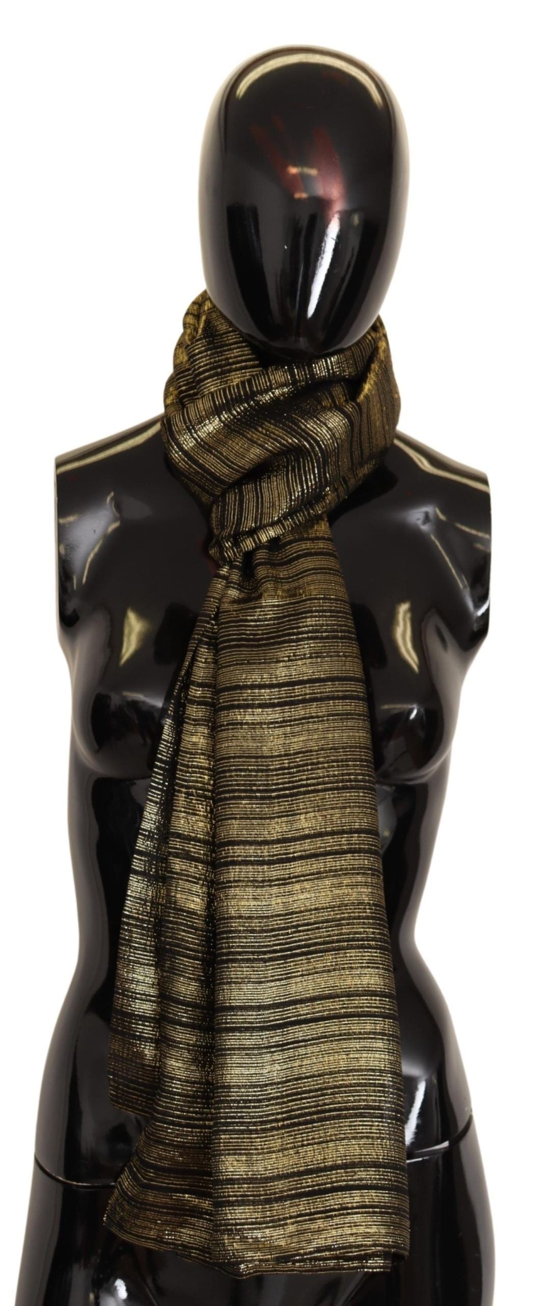 Metallic Gold Silk Stretch Shawl Wrap Scarf