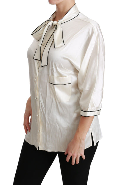 Beige 3/4 Sleeve Shirt Blouse Silk Top