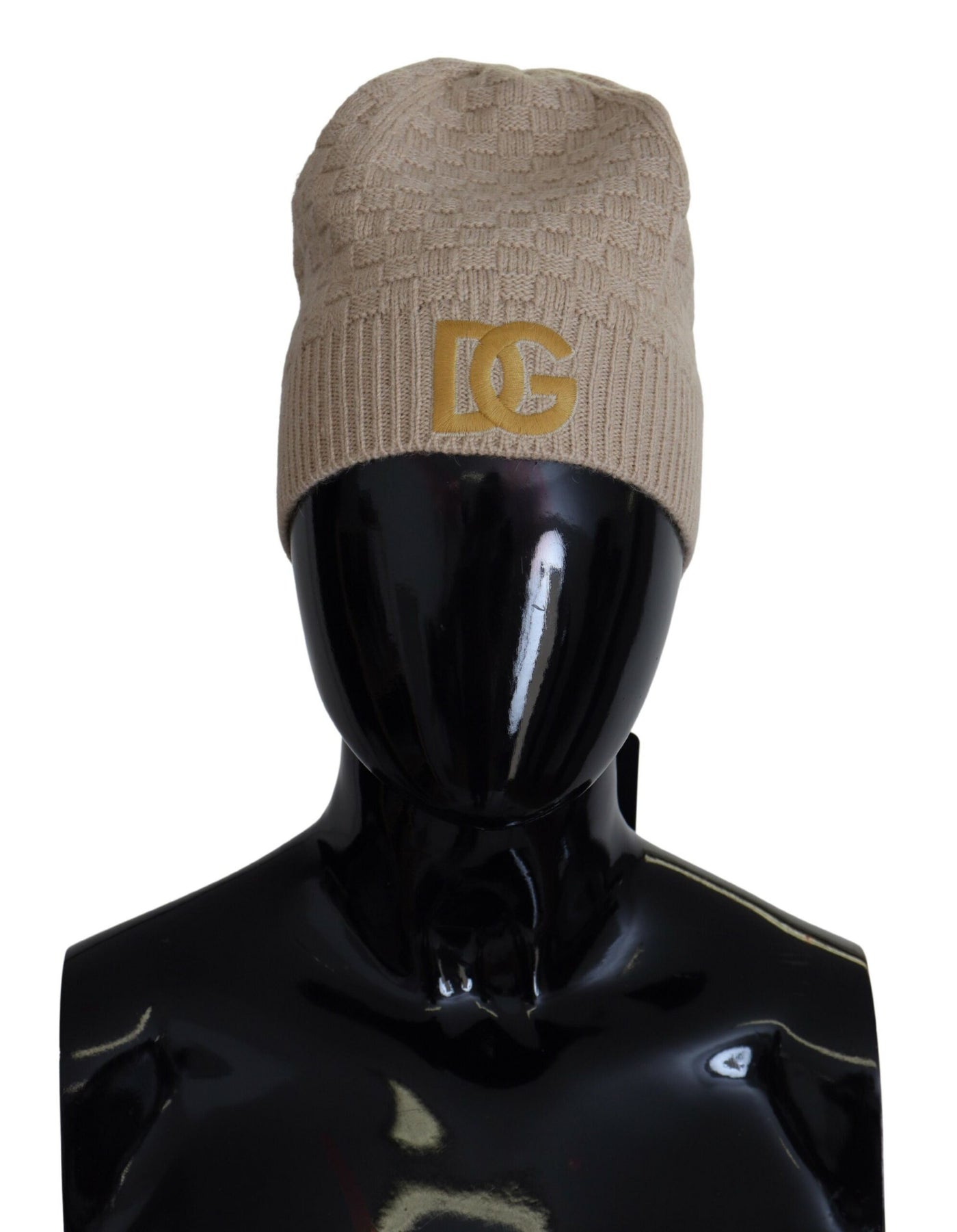 Beige Knit DG Logo Women Winter Beanie Cap Hat