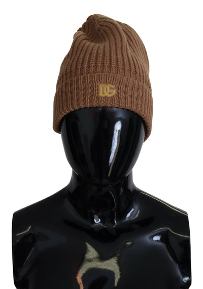 Brown Knit DG Logo Women Winter Beanie Cap Hat