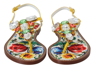 Multicolor Majolica Crystal Sandals Flip Flop Shoes