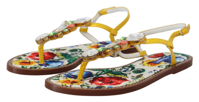 Multicolor Majolica Crystal Sandals Flip Flop Shoes