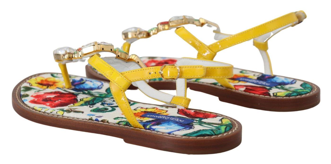 Multicolor Majolica Crystal Sandals Flip Flop Shoes