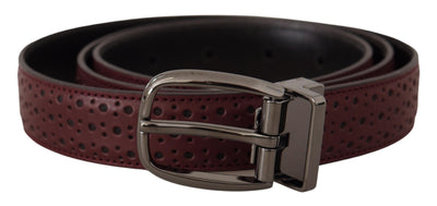 Brown Perforated Leather Metal Buckle Belt