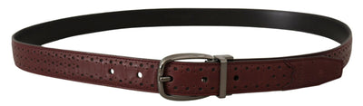 Brown Perforated Leather Metal Buckle Belt