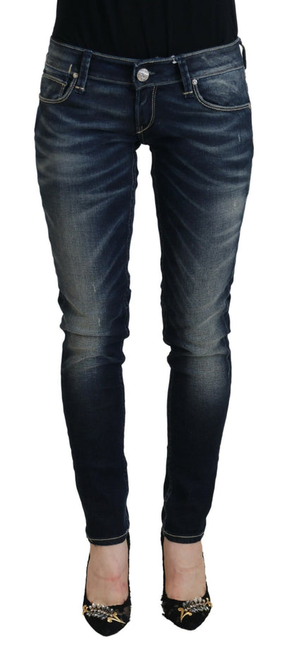 Blue Washed Cotton Slim Fit Women Denim Jeans