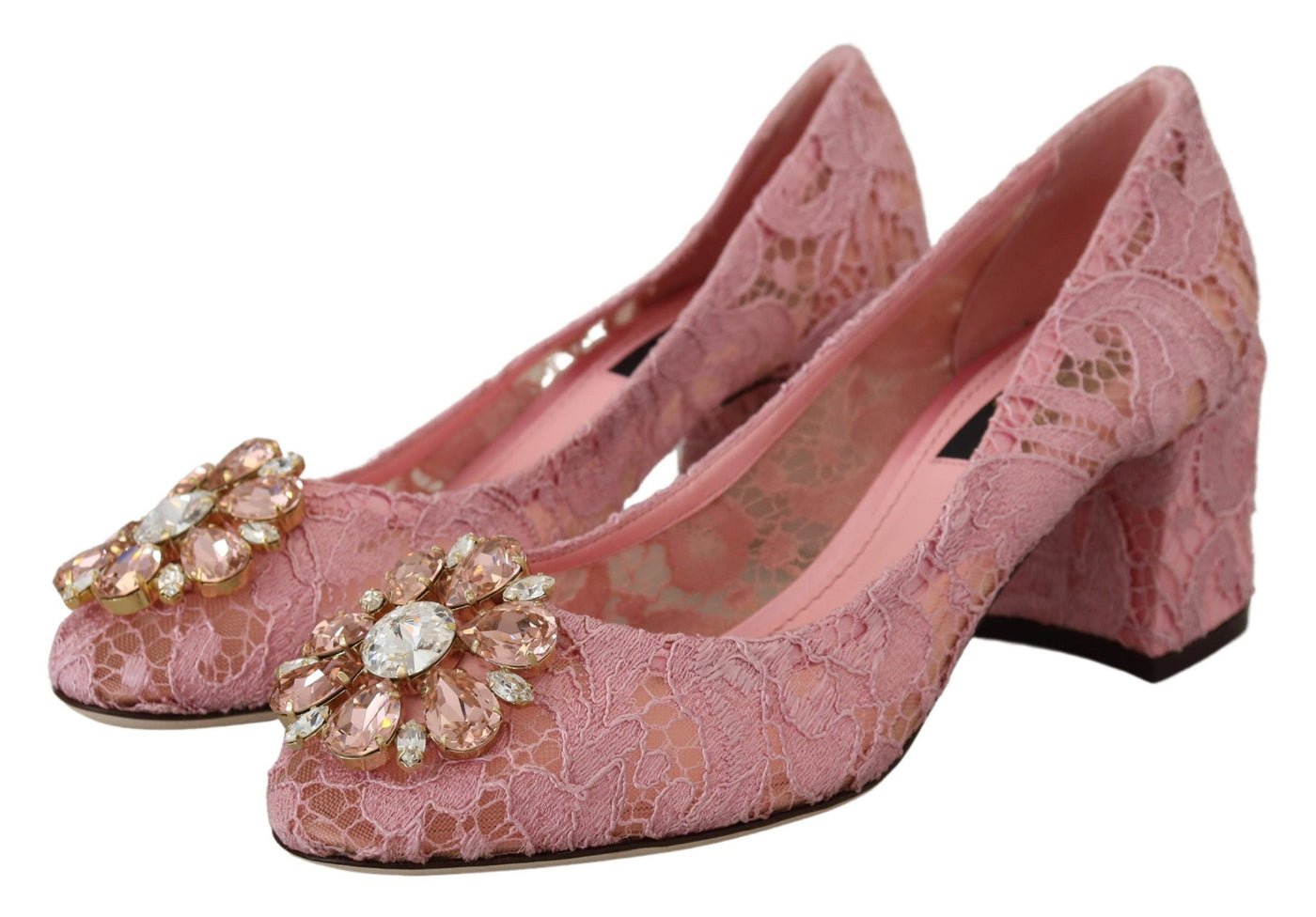 Pink Taormina Lace Crystal Pumps Pastel Shoes