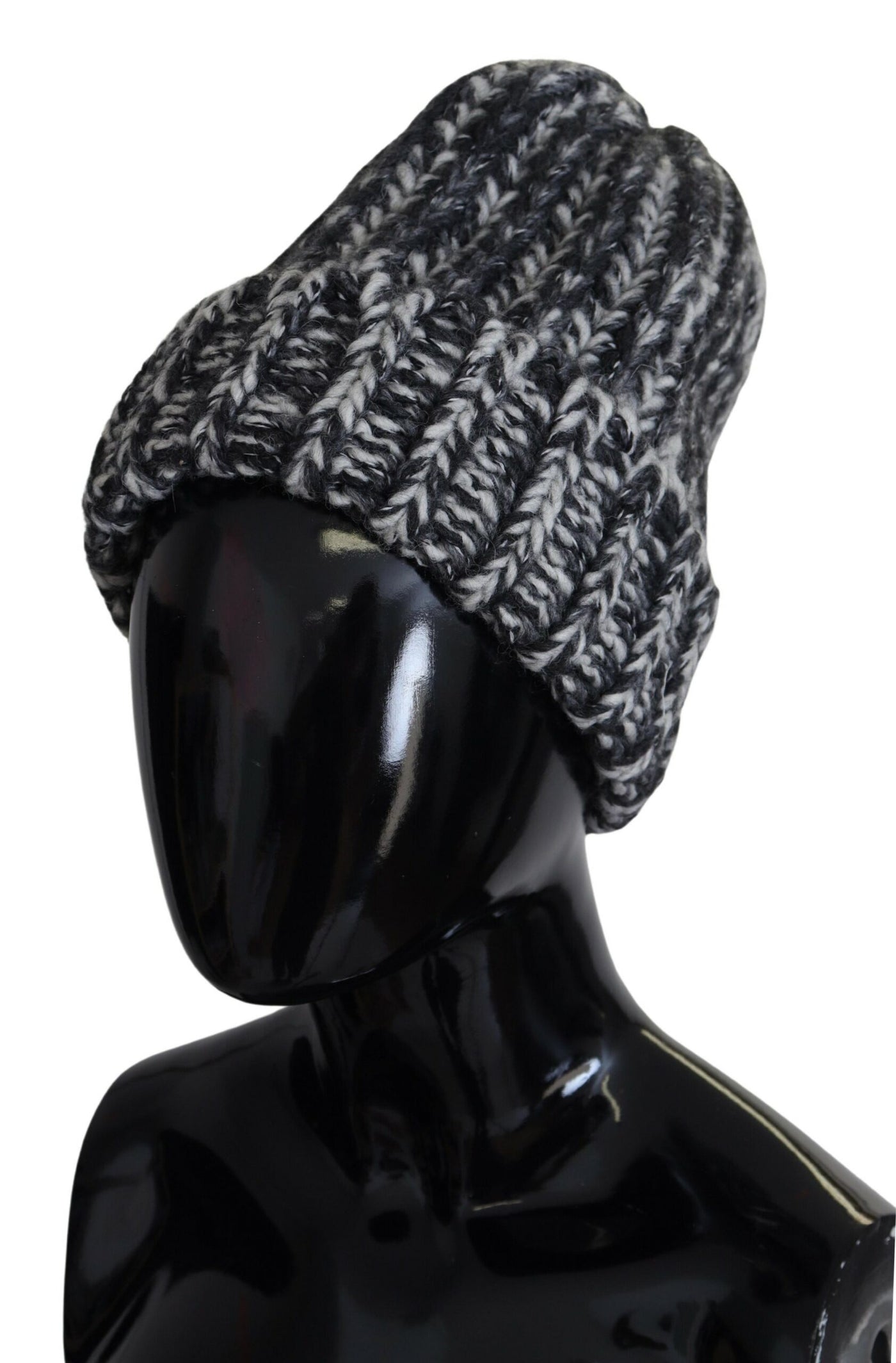 Black White Knitted Women Winter Beanie Cap Hat