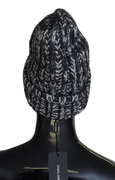 Black White Knitted Women Winter Beanie Cap Hat