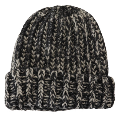 Black White Knitted Women Winter Beanie Cap Hat