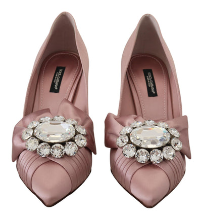 Pink Silk Clear Crystal Pumps Classic Shoes