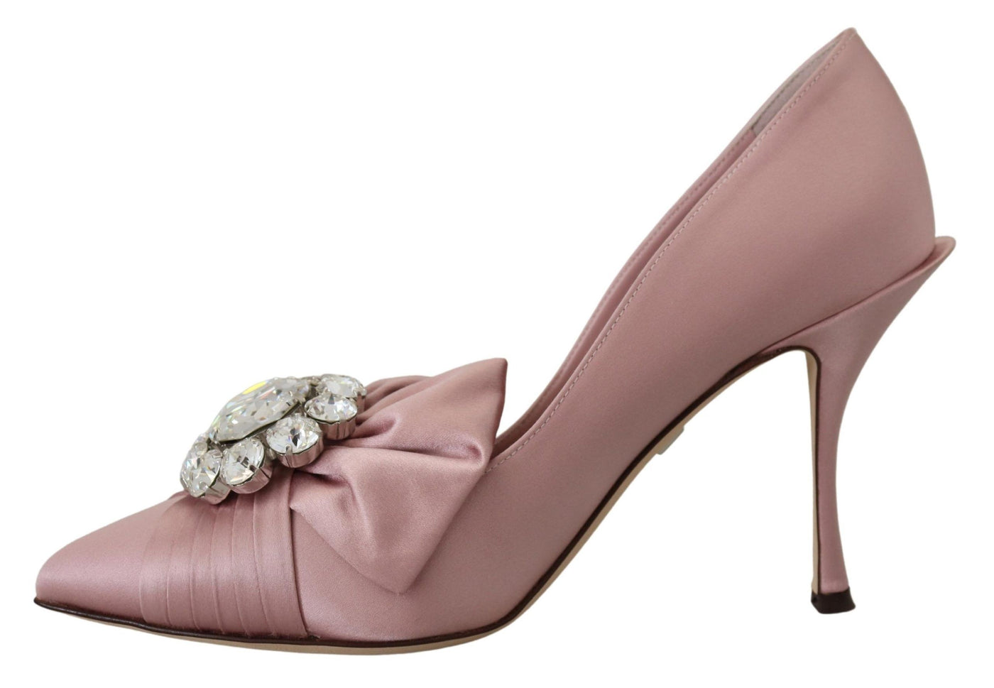 Pink Silk Clear Crystal Pumps Classic Shoes