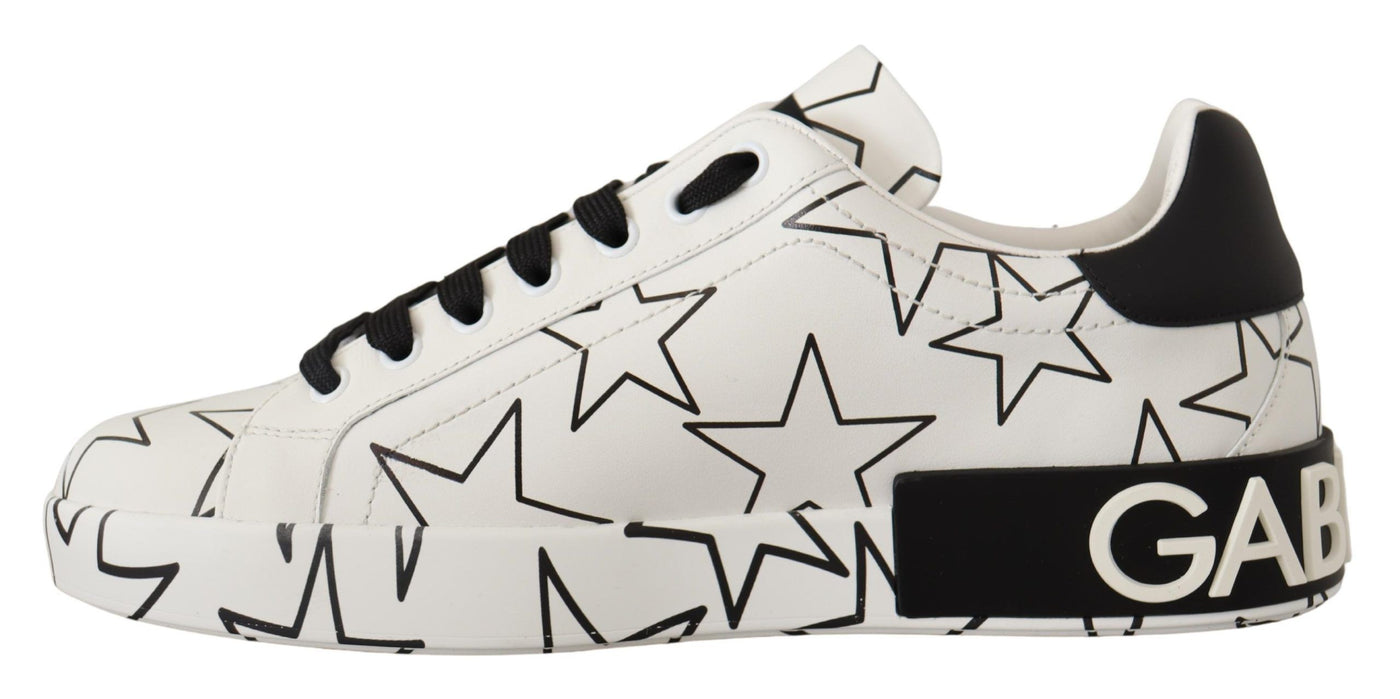 White Leather Stars Low Top Sneakers Shoes