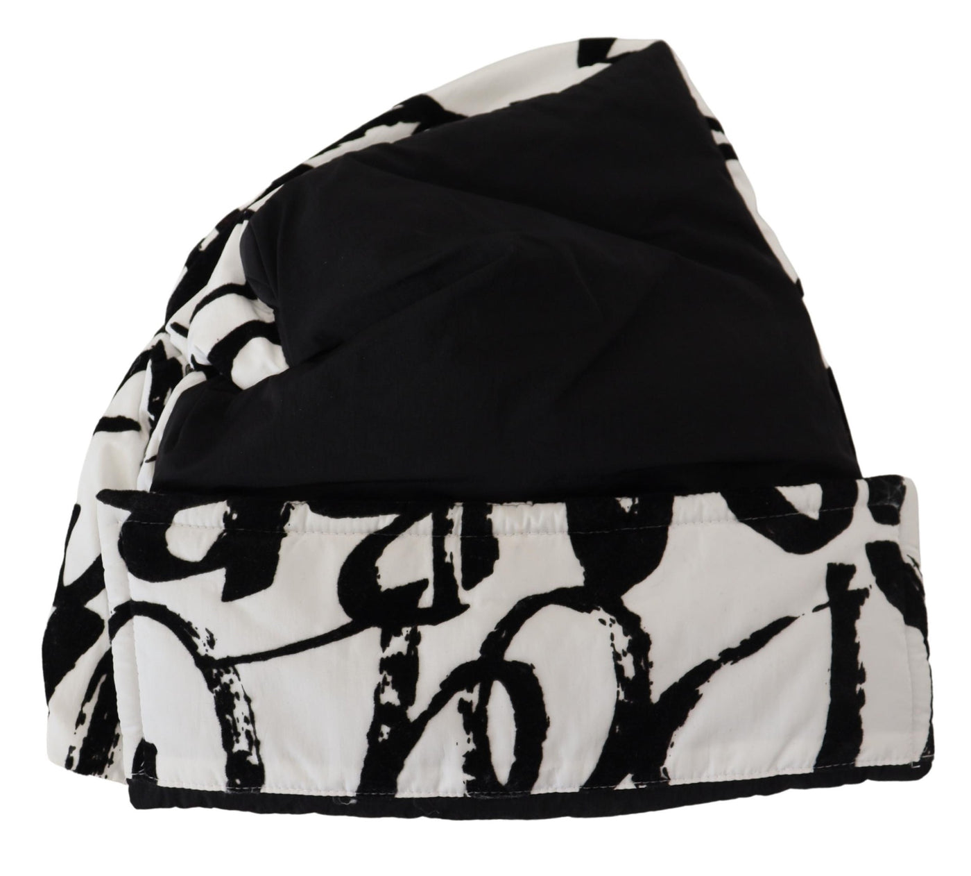 White Printed Nylon Women Winter Beanie Cap Hat